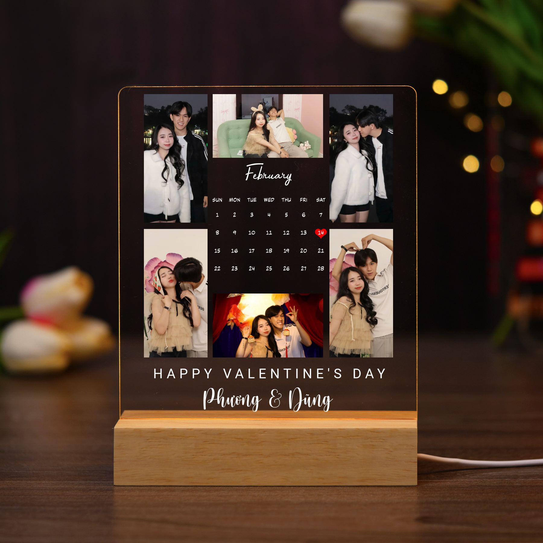 ĐÈN NGỦ KỶ NIỆM VALENTINE - Thiết kế theo yêu cầu - Đèn LED 3D trang trí phòng, quà tặng tình yêu