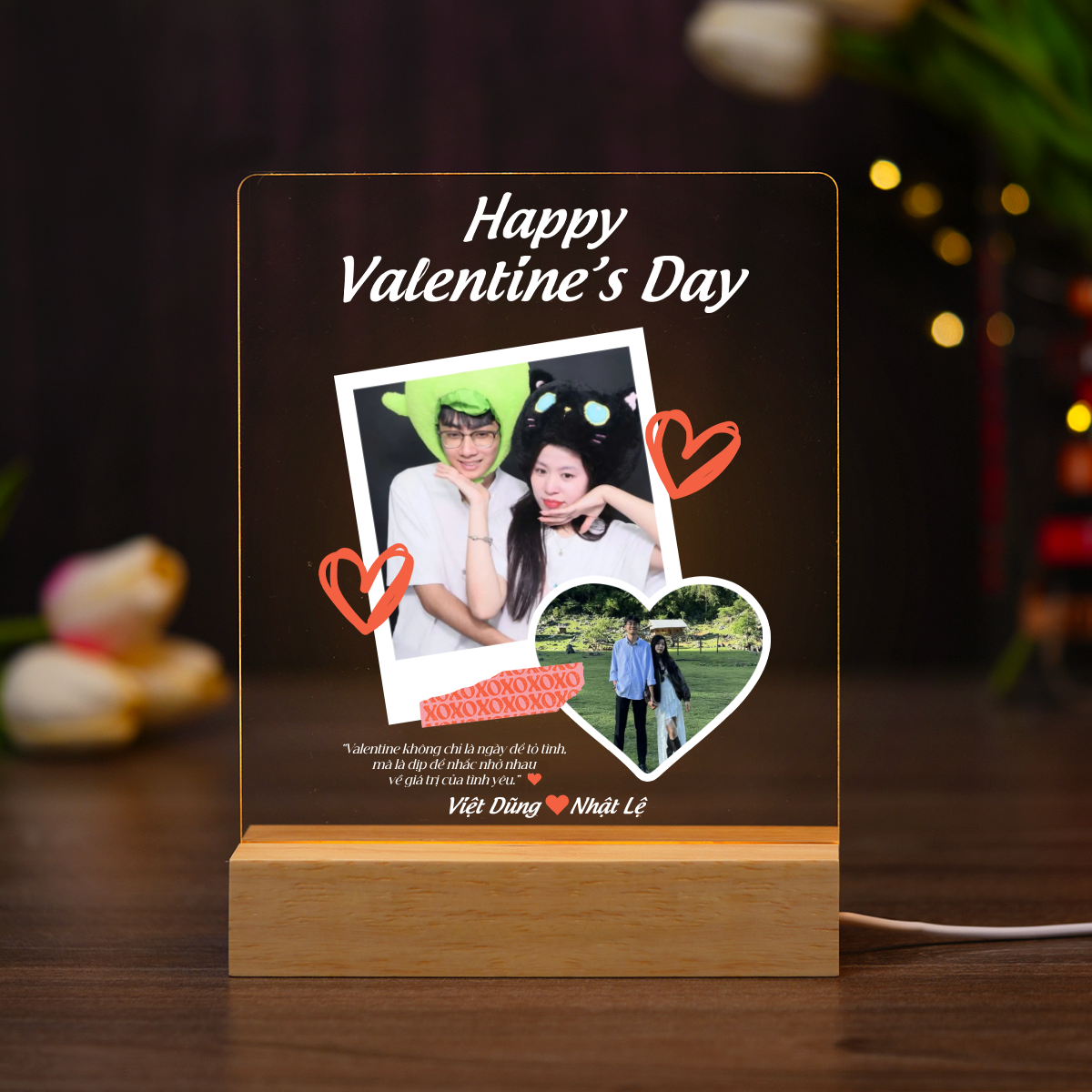 ĐÈN NGỦ KỶ NIỆM VALENTINE - Thiết kế theo yêu cầu - Đèn LED 3D trang trí phòng, quà tặng tình yêu