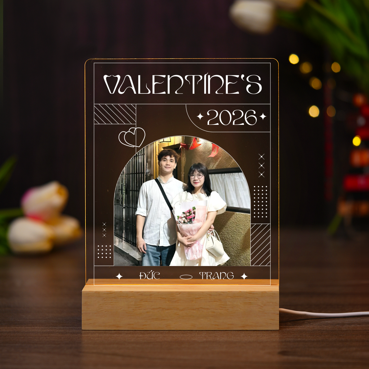 ĐÈN NGỦ KỶ NIỆM VALENTINE - Thiết kế theo yêu cầu - Đèn LED 3D trang trí phòng, quà tặng tình yêu