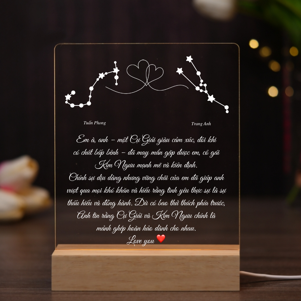 ĐÈN NGỦ KỶ NIỆM VALENTINE - Thiết kế theo yêu cầu - Đèn LED 3D trang trí phòng, quà tặng tình yêu
