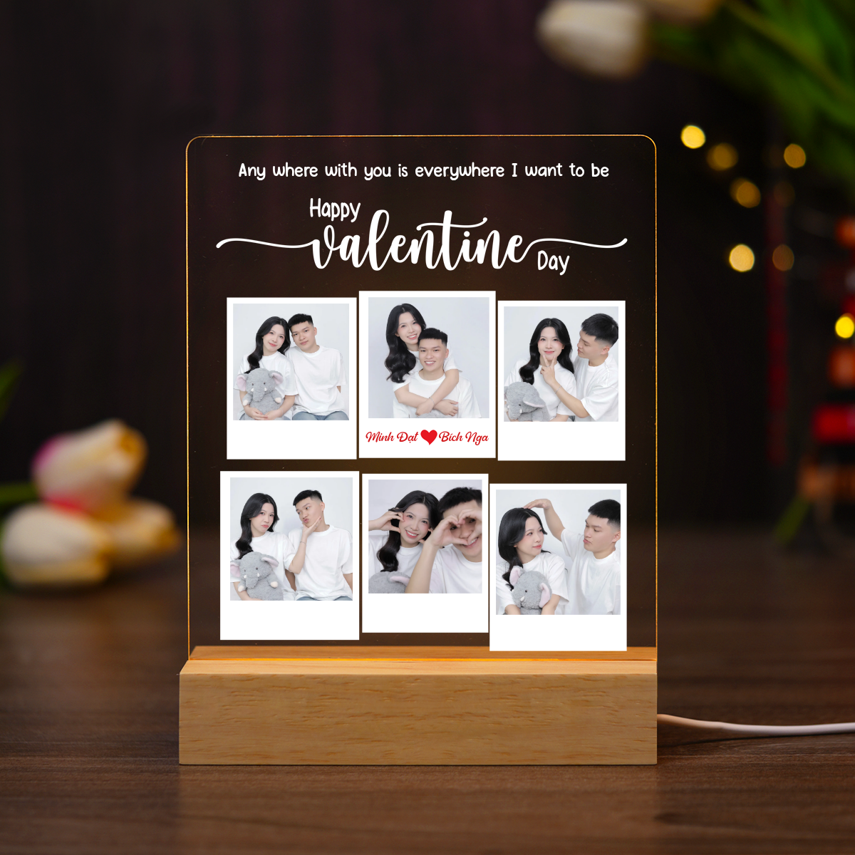 ĐÈN NGỦ KỶ NIỆM VALENTINE - Thiết kế theo yêu cầu - Đèn LED 3D trang trí phòng, quà tặng tình yêu