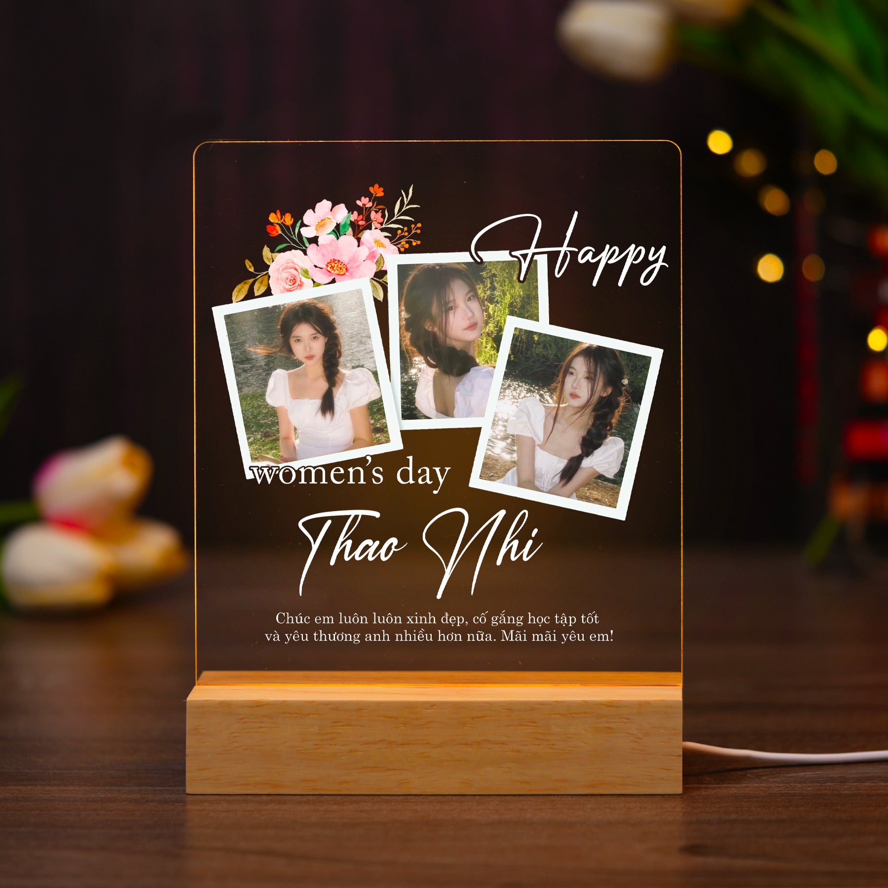 ĐÈN NGỦ KỶ NIỆM NGÀY QUỐC TẾ PHỤ NỮ - Thiết kế theo yêu cầu - Đèn LED 3D trang trí phòng, quà tặng tri ân phái đẹp