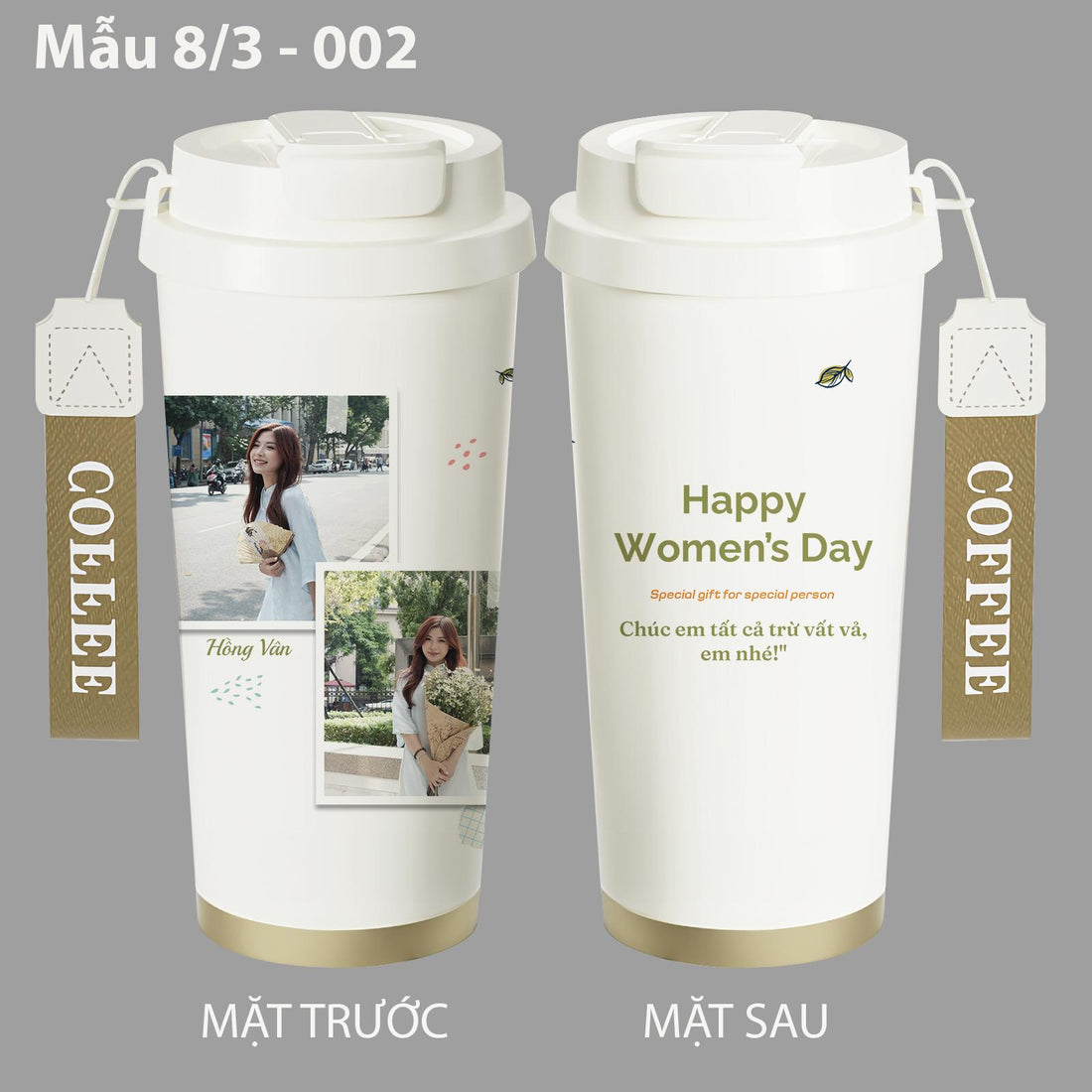 LY GIỮ NHIỆT KỶ NIỆM NGÀY QUỐC TẾ PHỤ NỮ - Quà tặng cá nhân hóa, in theo yêu cầu - Ly giữ nhiệt cao cấp 520ML, quà tặng phái đẹp