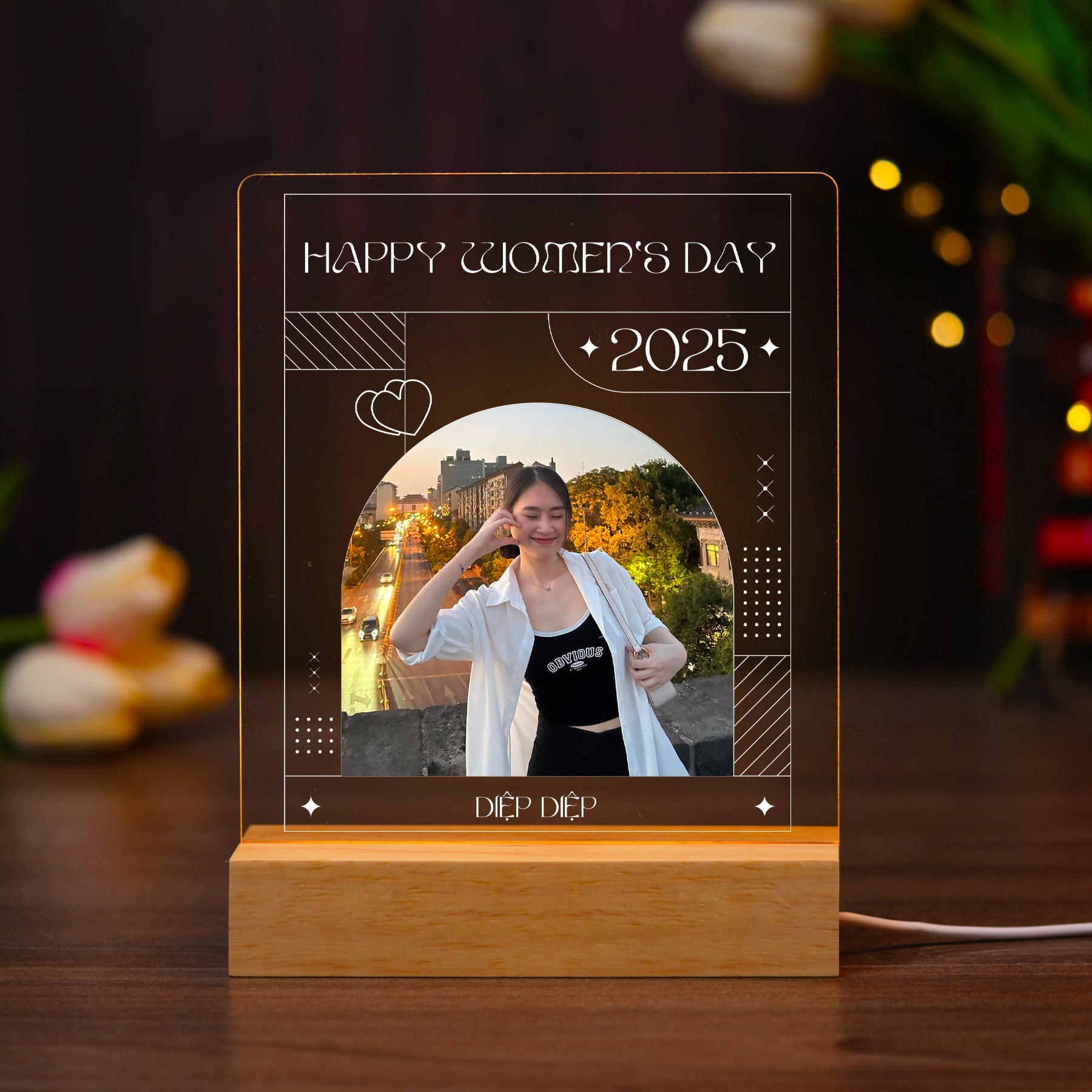 ĐÈN NGỦ KỶ NIỆM NGÀY QUỐC TẾ PHỤ NỮ - Thiết kế theo yêu cầu - Đèn LED 3D trang trí phòng, quà tặng tri ân phái đẹp