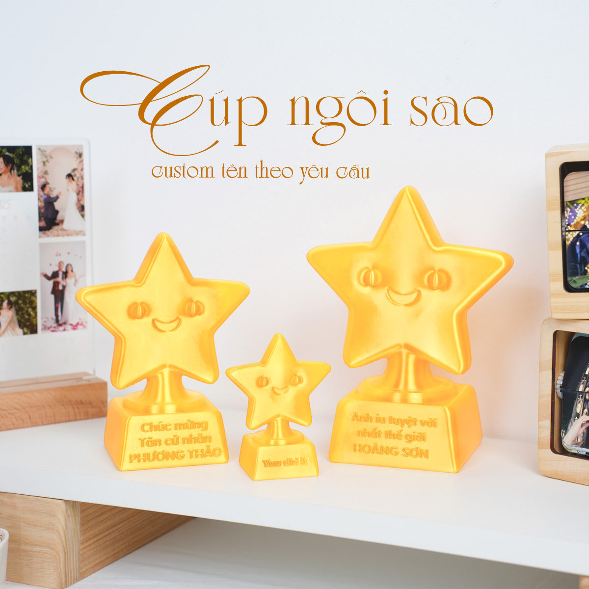 Cúp Ngôi Sao Custom Tên Theo Yêu Cầu – Quà Tặng Cá Nhân Hóa Độc Đáo