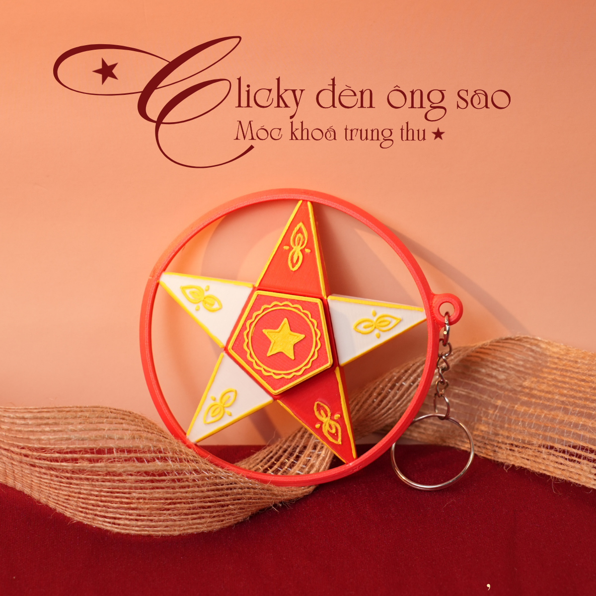 Móc Khóa Clicky Đèn Ông Sao Trung Thu – Bấm Click Vui Tay, Dễ Thương