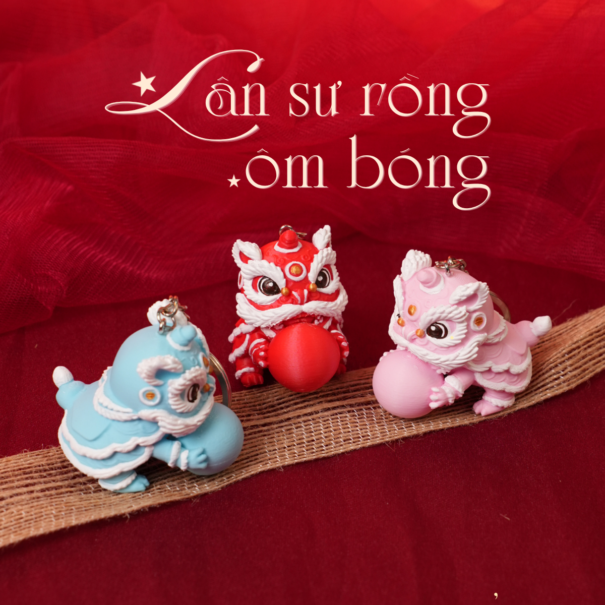 Móc Khóa Lân Sư Rồng Ôm Bóng – Quà Tặng, Phụ Kiện Mùa Trung Thu