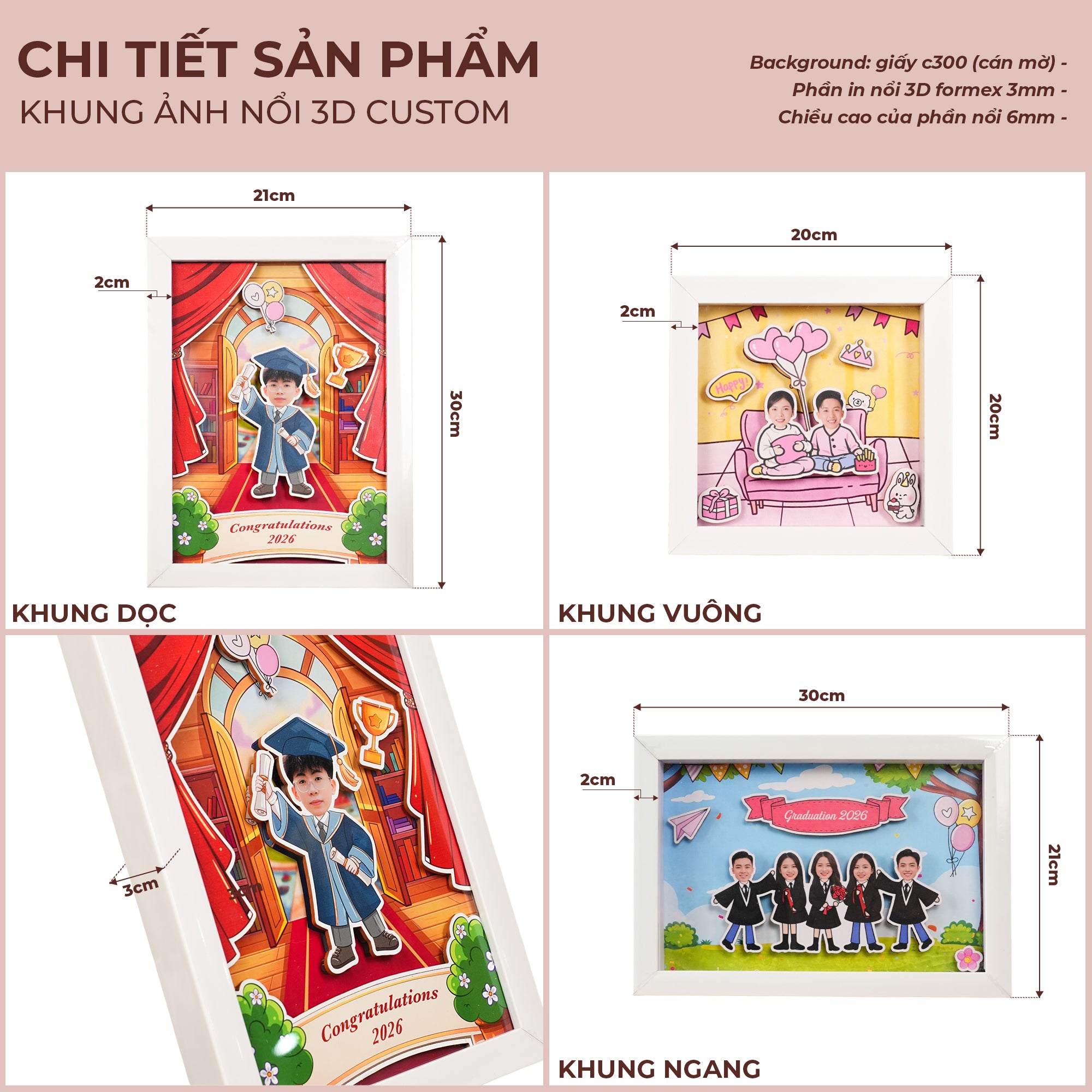 Khung ảnh 3D tốt nghiệp tập thể  - Thiết kế theo yêu cầu