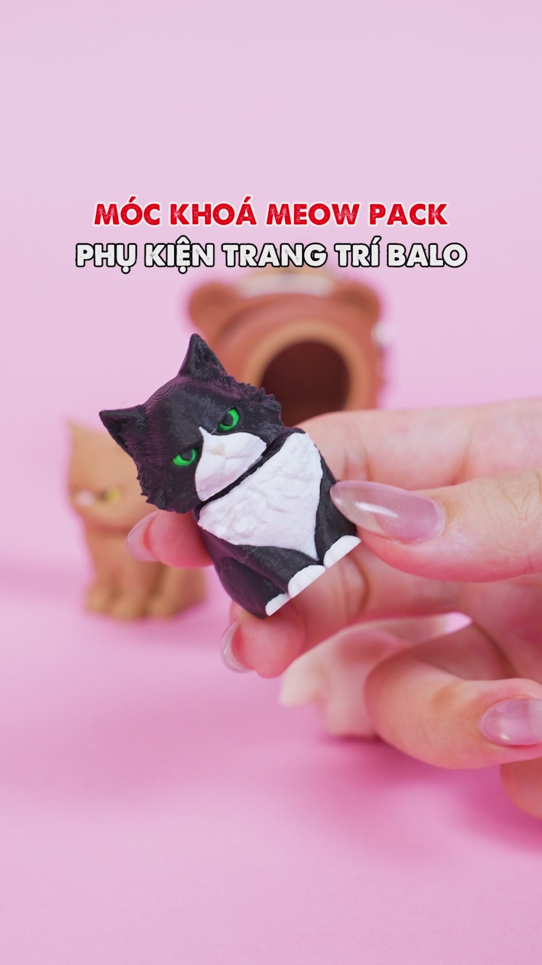 Móc Khóa MeowPack – Phụ Kiện Trang Trí Balo, Túi Xách Hình Mèo Ngộ Nghĩnh