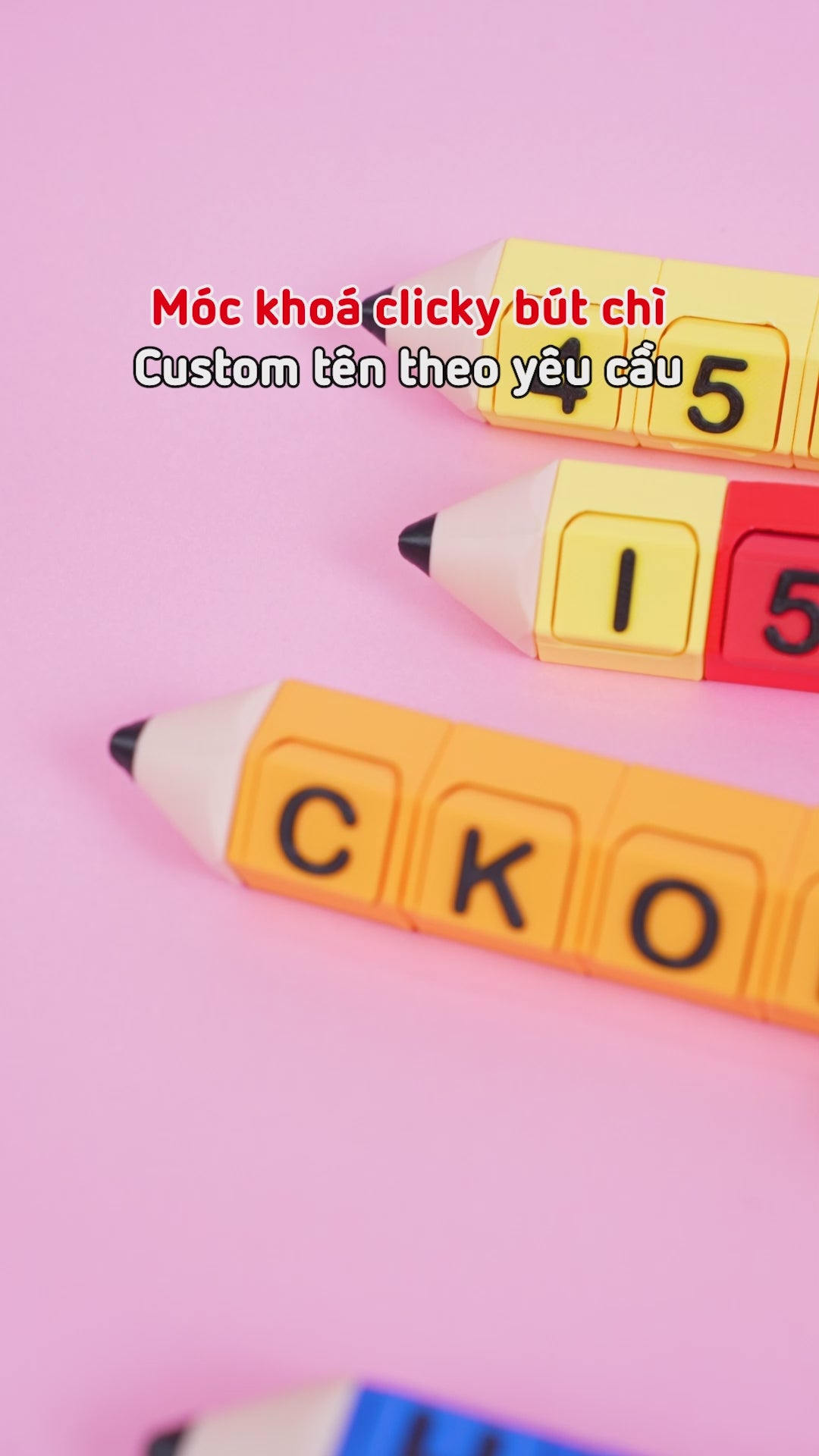 Móc Khóa Clicky Bút Chì Custom Tên Theo Yêu Cầu – Keychain Bút Chì Cá Nhân Hoá