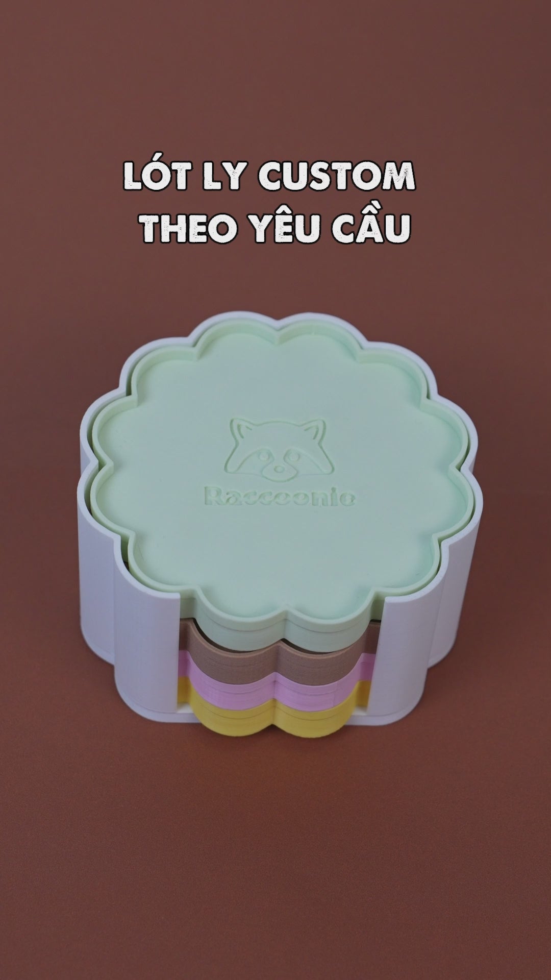 Set Lót Ly Custom Theo Yêu Cầu – Bộ Đế Lót Cốc Cá Nhân Hoá Kèm Khay Đựng