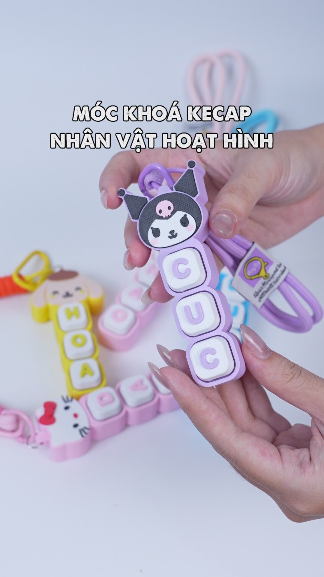 Móc Khóa Keycap Nhân Vật Hoạt Hình Custom Tên Theo Yêu Cầu – Keychain Phím Cơ Cá Nhân Hoá
